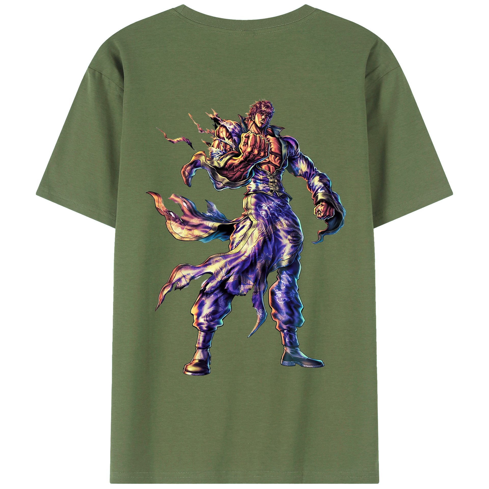 （画像用） 北斗の拳 Fist of the North Star 綿100％ メンズ半袖Tシャツ（バックプリント） 通気性